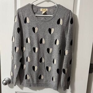 Peck & Peck Gray Heart Pattern Sweater